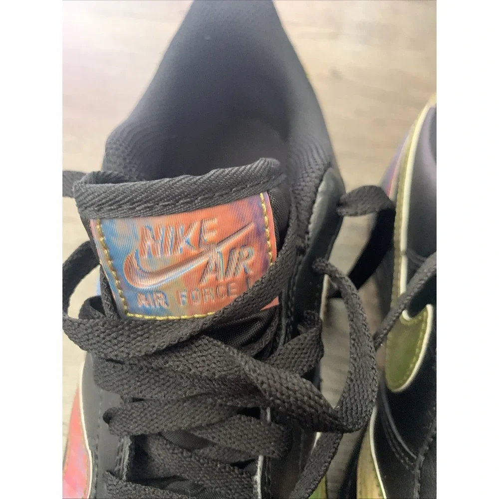 Nike Air Force 1 Low Black Iridescent CZ5890-001 Boys Size 6Y Sneaker